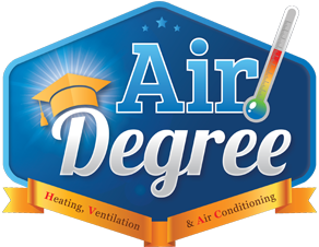 A blue and yellow logo for air degree.