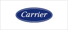 A blue and white logo of carrier
